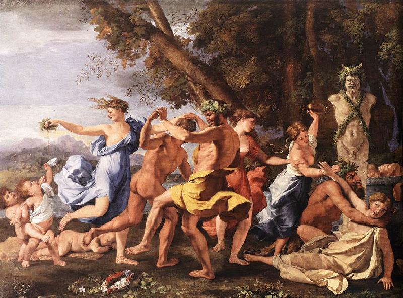 Nicolas Poussin Bacchanal before a Statue of Pan Sweden oil painting art